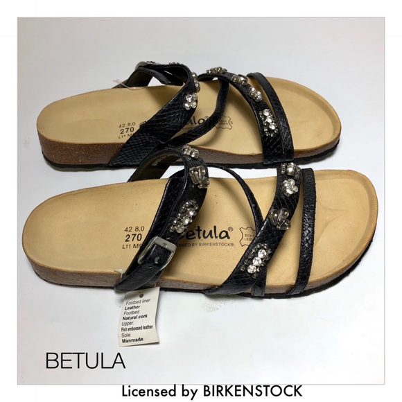 BETULA Black Embossed Leather Ruby Sandals NEW - Picture 5 of 6